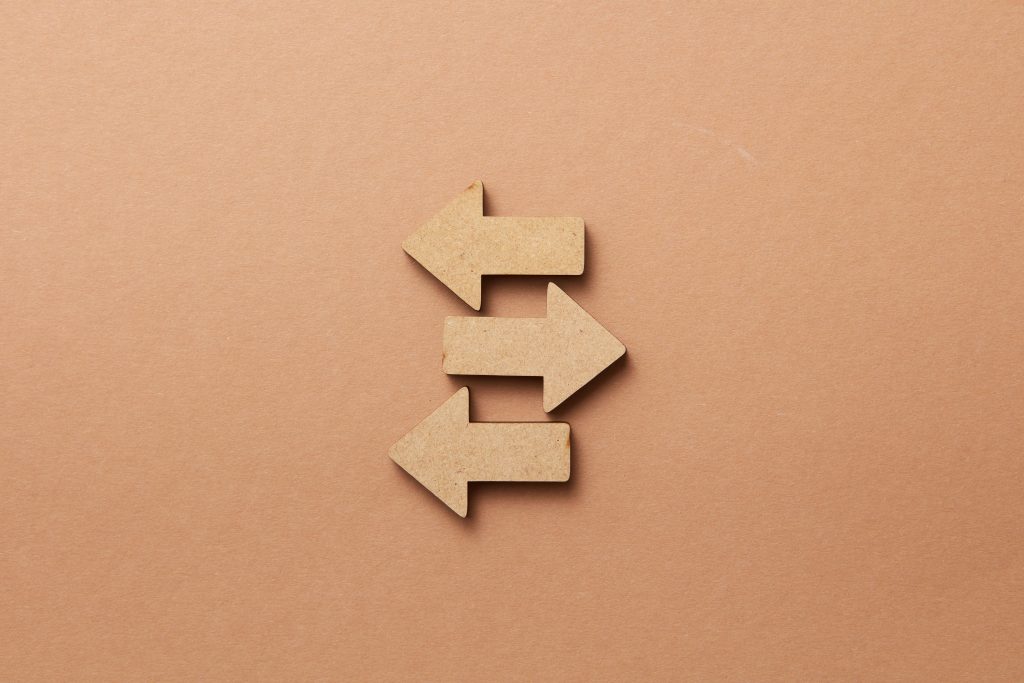 Arrows pointing in opposite directions